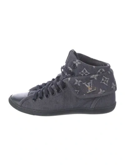 Pre-owned Louis Vuitton Lv Monogram Denim Sneakers In Blue
