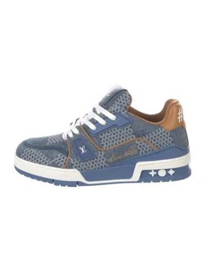 Pre-owned Louis Vuitton Lv Monogram Denim Sneakers In Blue