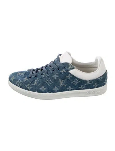 Pre-owned Louis Vuitton Lv Monogram Denim Sneakers In Blue
