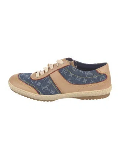 Pre-owned Louis Vuitton Lv Monogram Denim Sneakers In Blue