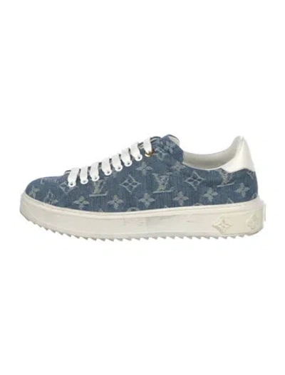 Pre-owned Louis Vuitton Lv Monogram Denim Sneakers In Blue