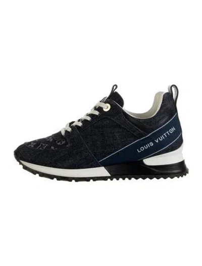 Pre-owned Louis Vuitton Lv Monogram Denim Sneakers In Blue
