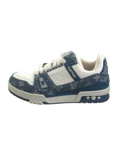 Pre-owned Louis Vuitton Lv Monogram Denim Sneakers In Blue