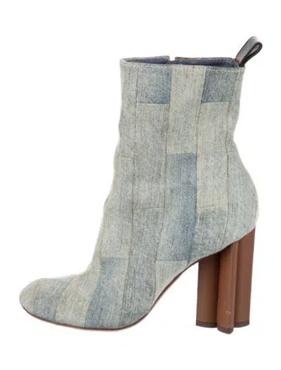 Pre-owned Louis Vuitton Lv Monogram Denim Sock Boots In Blue