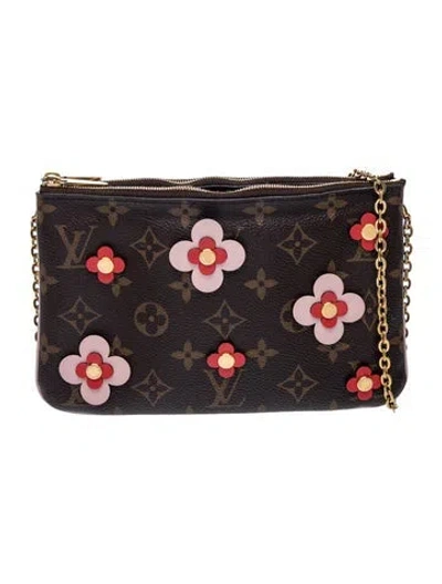 Pre-owned Louis Vuitton Lv Monogram Double Zip Pochette In Brown
