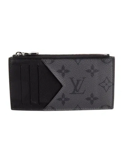 Pre-owned Louis Vuitton Lv Monogram Ecslipse Card Holder In Black