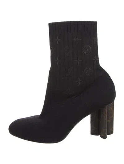 Pre-owned Louis Vuitton Lv Monogram Embroidered Accent Sock Boots In Multi