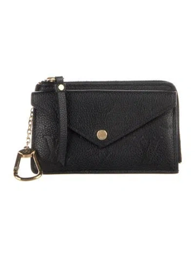 Pre-owned Louis Vuitton Lv Monogram Empreinte Leather Card Holder Recto Verso In Black