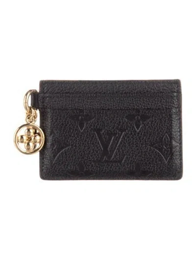 Pre-owned Louis Vuitton Lv Monogram Empreinte Leather Card Holder Recto Verso In Black