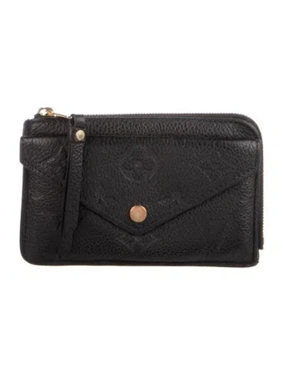 Pre-owned Louis Vuitton Lv Monogram Empreinte Leather Card Holder Recto Verso In Black