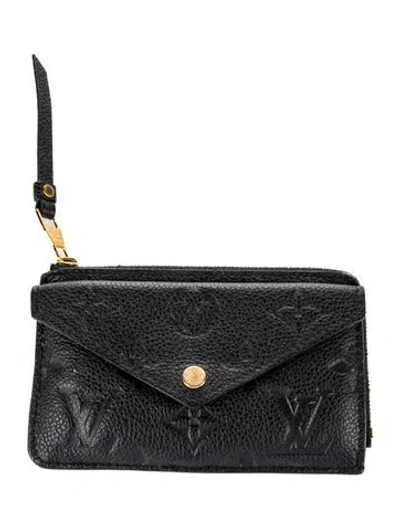 Pre-owned Louis Vuitton Lv Monogram Empreinte Leather Card Holder Recto Verso In Black
