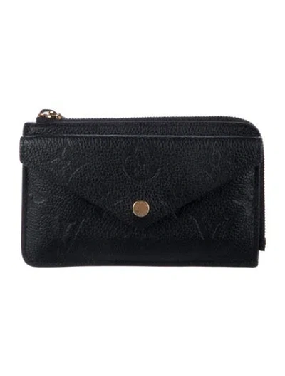 Pre-owned Louis Vuitton Lv Monogram Empreinte Leather Card Holder Recto Verso In Black