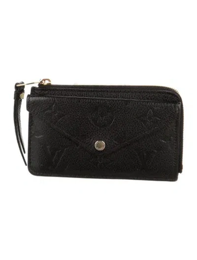 Pre-owned Louis Vuitton Lv Monogram Empreinte Leather Card Holder Recto Verso In Black