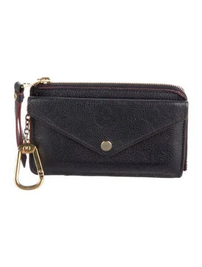 Pre-owned Louis Vuitton Lv Monogram Empreinte Leather Card Holder Recto Verso In Blue