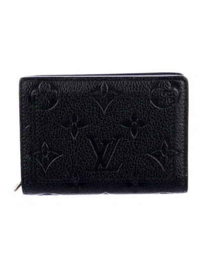 Pre-owned Louis Vuitton Lv Monogram Empreinte Leather Cléa Wallet In Black