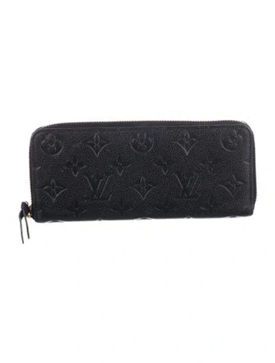 Pre-owned Louis Vuitton Lv Monogram Empreinte Leather Clemence Wallet In Black
