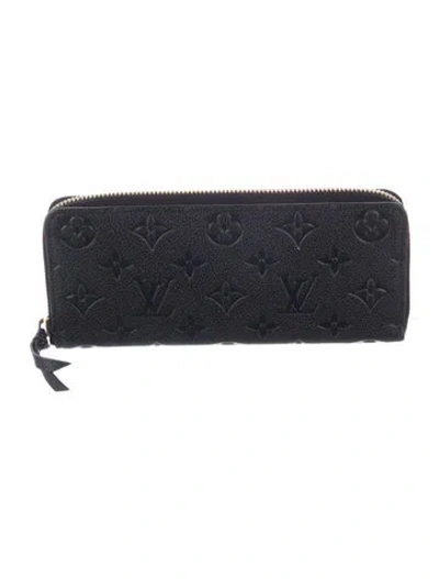 Pre-owned Louis Vuitton Lv Monogram Empreinte Leather Clemence Wallet In Black