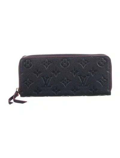 Pre-owned Louis Vuitton Lv Monogram Empreinte Leather Clemence Wallet In Blue