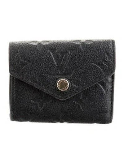 Pre-owned Louis Vuitton Lv Monogram Empreinte Leather Compact Wallet In Black