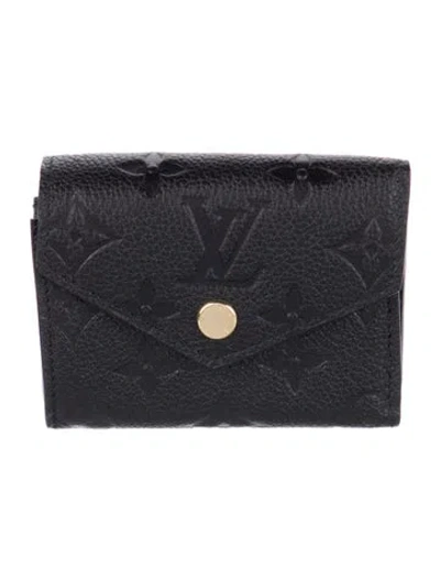 Pre-owned Louis Vuitton Lv Monogram Empreinte Leather Compact Wallet In Black