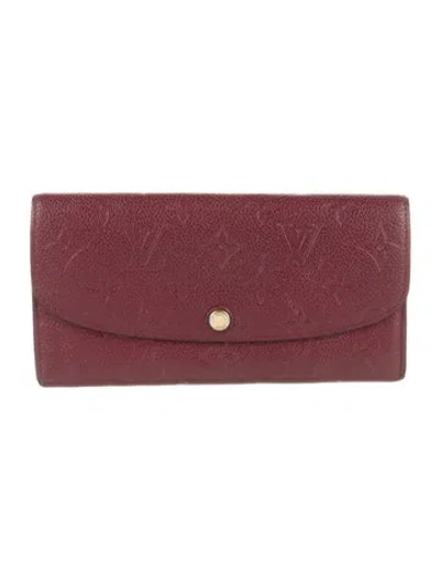 Pre-owned Louis Vuitton Lv Monogram Empreinte Leather Emilie Wallet In Burgundy