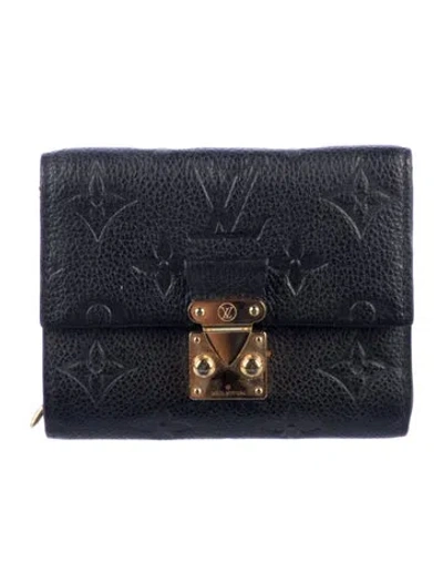 Pre-owned Louis Vuitton Lv Monogram Empreinte Leather Metis Wallet In Black
