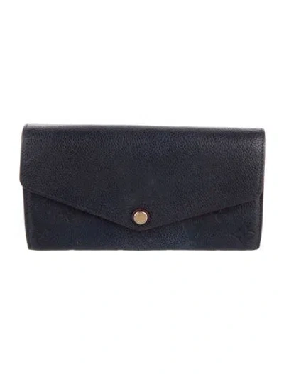 Pre-owned Louis Vuitton Lv Monogram Empreinte Leather Sarah Wallet In Blue