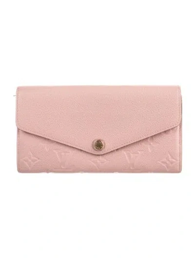 Pre-owned Louis Vuitton Lv Monogram Empreinte Leather Sarah Wallet In Pink