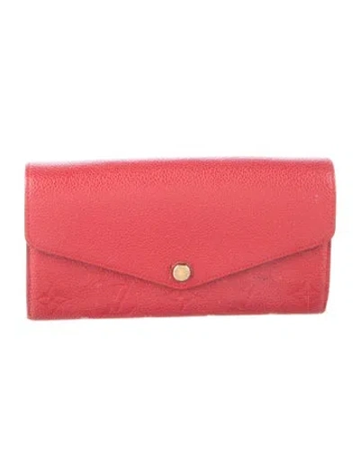 Pre-owned Louis Vuitton Lv Monogram Empreinte Leather Sarah Wallet In Red