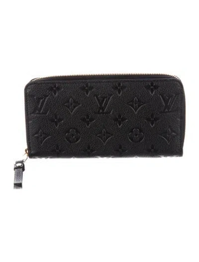 Pre-owned Louis Vuitton Lv Monogram Empreinte Leather Zippy Wallet In Black