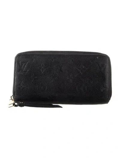 Pre-owned Louis Vuitton Lv Monogram Empreinte Leather Zippy Wallet In Black