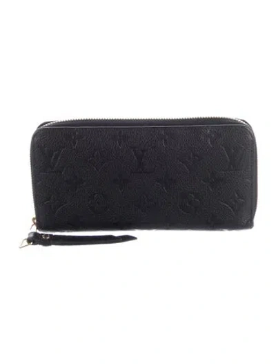 Pre-owned Louis Vuitton Lv Monogram Empreinte Leather Zippy Wallet In Black