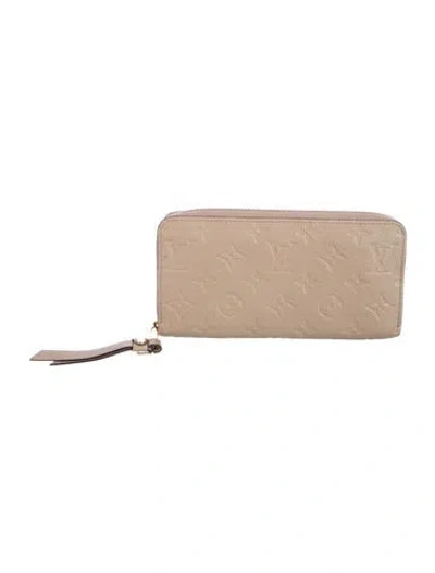 Pre-owned Louis Vuitton Lv Monogram Empreinte Leather Zippy Wallet In Neutral