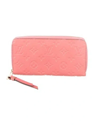 Pre-owned Louis Vuitton Lv Monogram Empreinte Leather Zippy Wallet In Pink