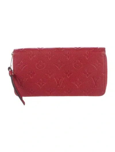 Pre-owned Louis Vuitton Lv Monogram Empreinte Leather Zippy Wallet In Red
