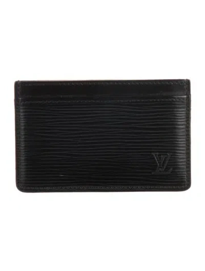 Pre-owned Louis Vuitton Lv Monogram Epi Leather Card Case In Black