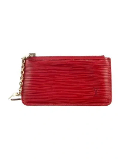 Pre-owned Louis Vuitton Lv Monogram Epi Leather Card Holder In Red