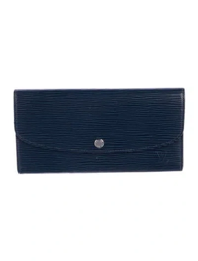 Pre-owned Louis Vuitton Lv Monogram Epi Leather Emilie Wallet In Blue