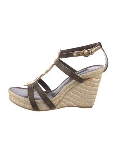 Pre-owned Louis Vuitton Lv Monogram Espadrilles In Brown