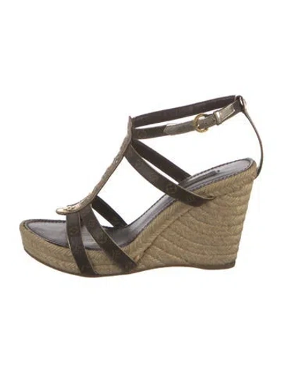 Pre-owned Louis Vuitton Lv Monogram Espadrilles In Brown