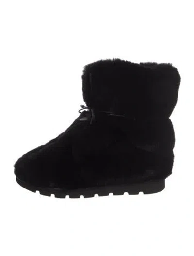 Pre-owned Louis Vuitton Lv Monogram Faux Fur Boots In Black