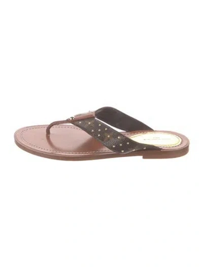 Pre-owned Louis Vuitton Lv Monogram Flip Flops In Brown
