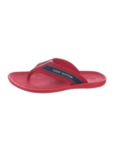 Pre-owned Louis Vuitton Lv Monogram Flip Flops In Red