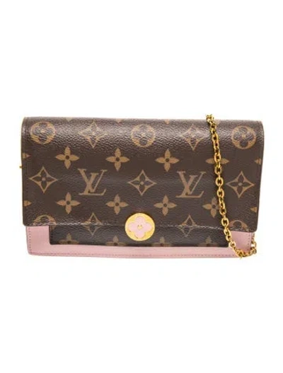 Pre-owned Louis Vuitton Lv Monogram Flores Wallet On Chain In Multi