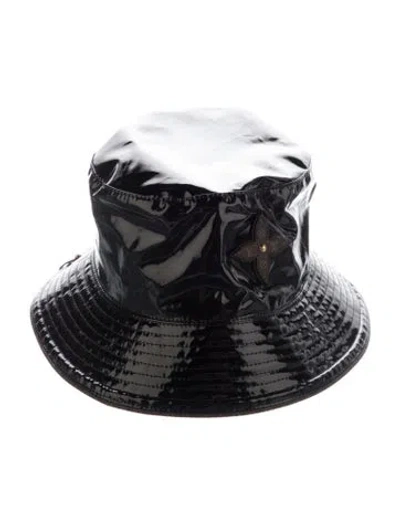 Pre-owned Louis Vuitton Lv Monogram Flower Rainy Day Bob Hat In Black