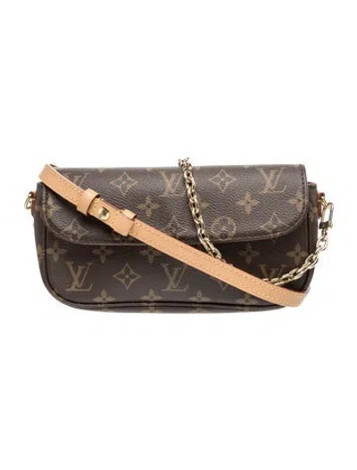 Pre-owned Louis Vuitton Lv Monogram Ivy Wallet On Chain Mini W/ Tags In Brown