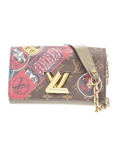 Pre-owned Louis Vuitton Lv Monogram Kabuki Twist Wallet On Chain In Green