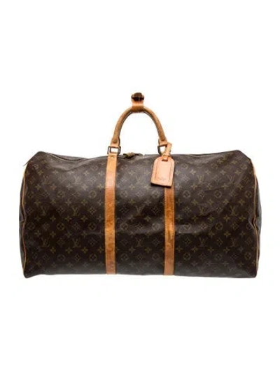 Pre-owned Louis Vuitton Lv Monogram Keepall 60 Vintage In Brown