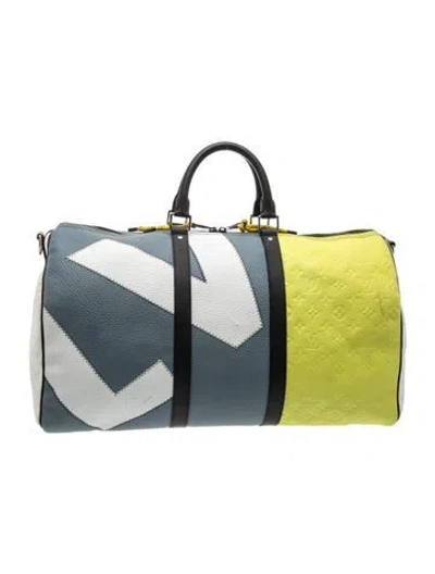 Pre-owned Louis Vuitton Lv Monogram Keepall Bandouliere 50 In Blue