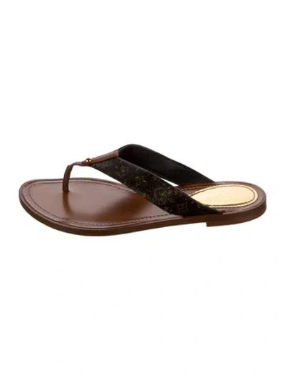 Pre-owned Louis Vuitton Lv Monogram Lasercut Accents Flip Flops In Brown